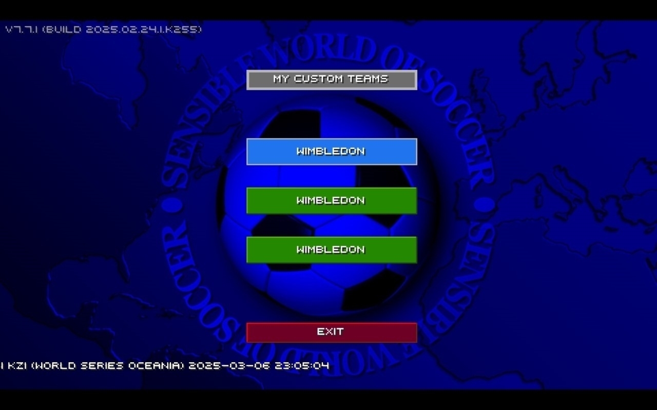 Screenshot of the custom teams window showing Wimbledon in each slot 🤣