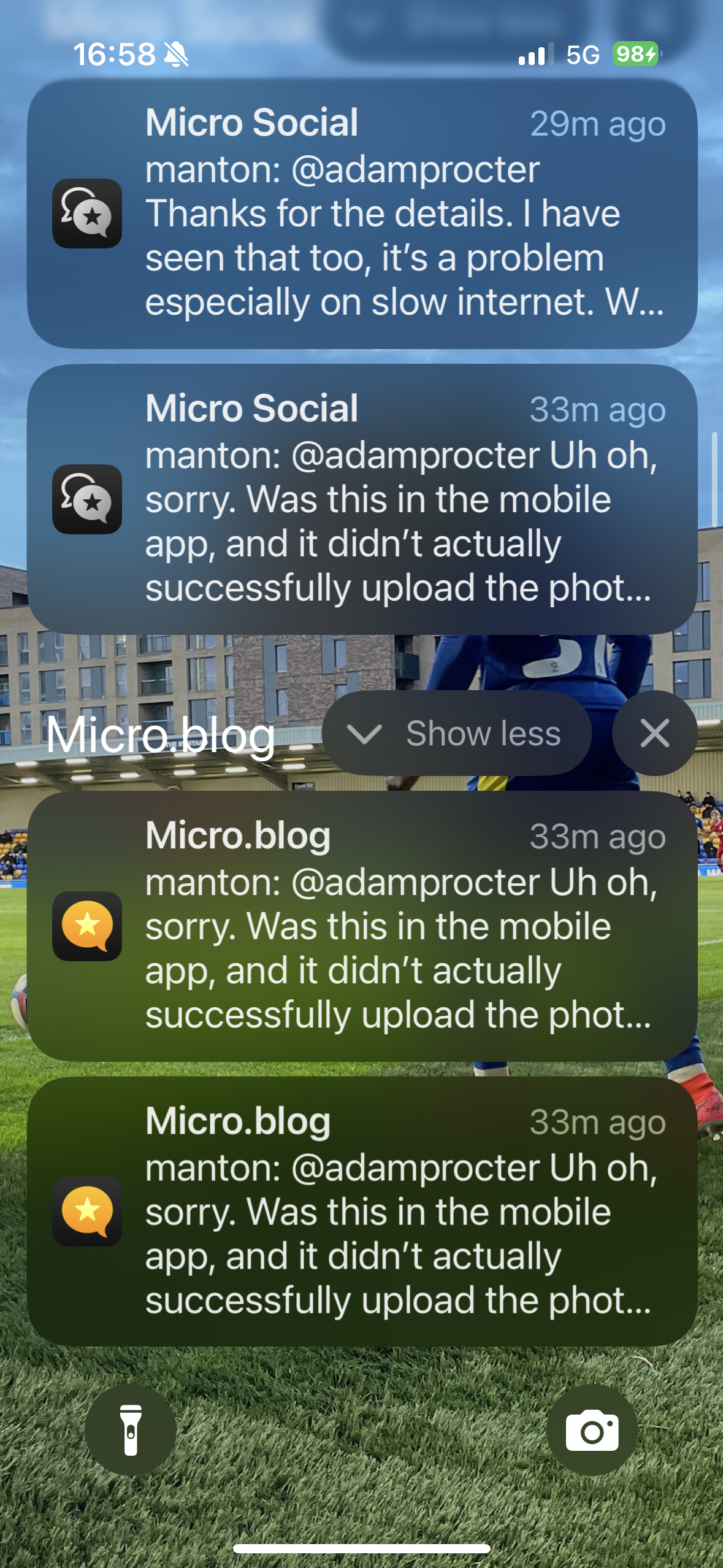 Screen shot of iOS notifications