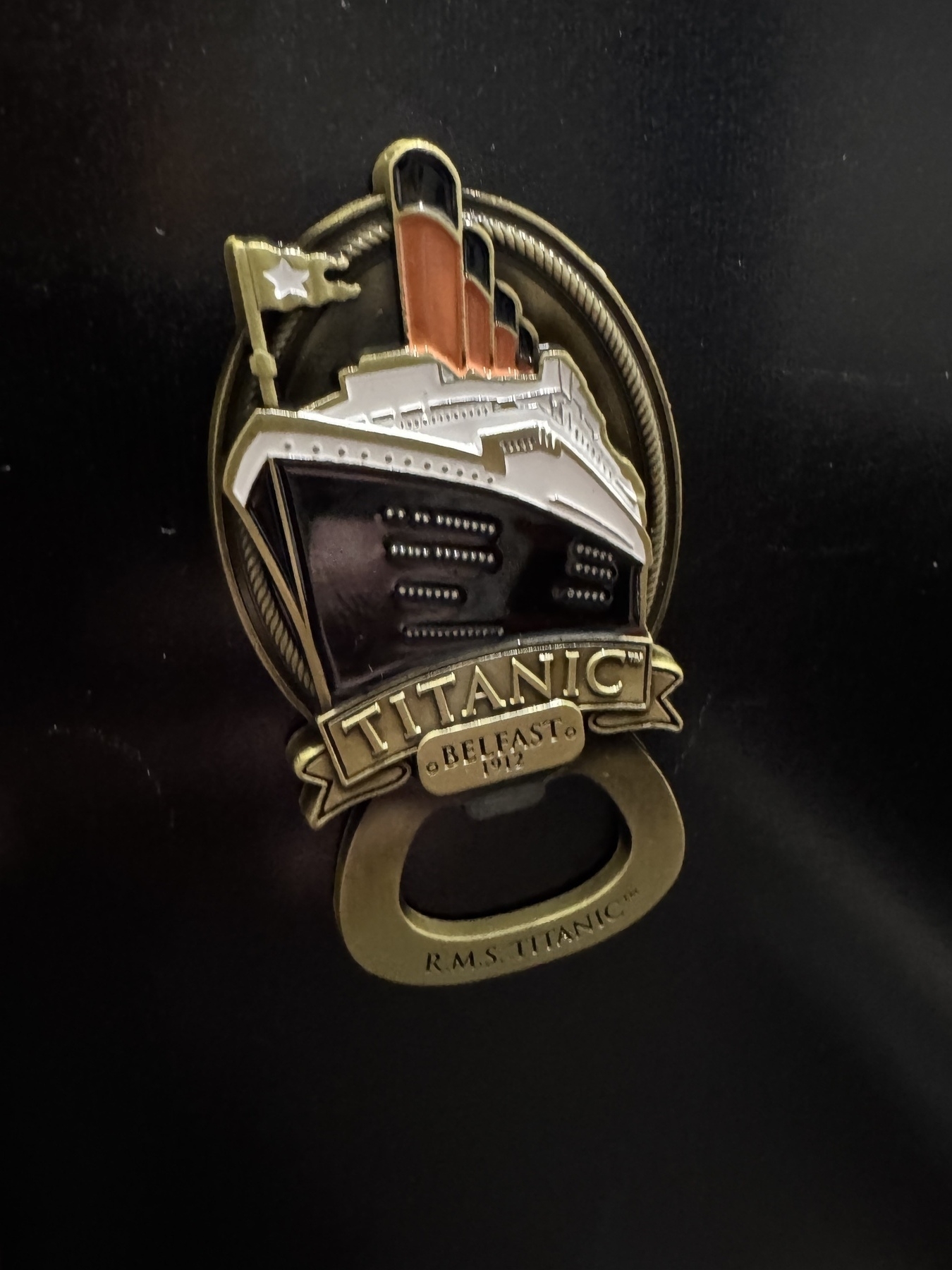 Titanic themed fridge magnet bottle opener 